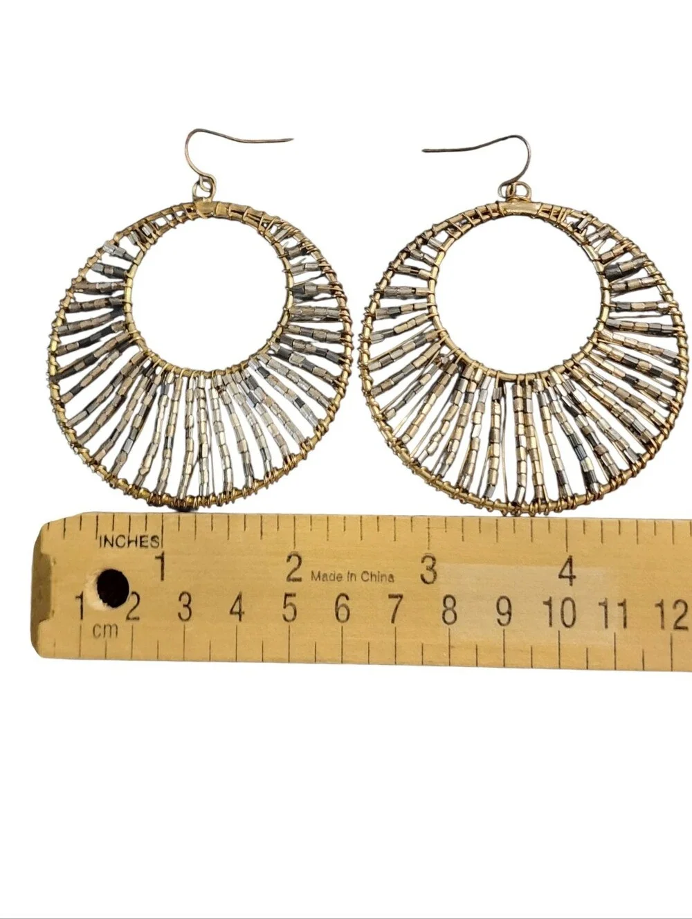 Goldtone Beaded Hoop Earrings